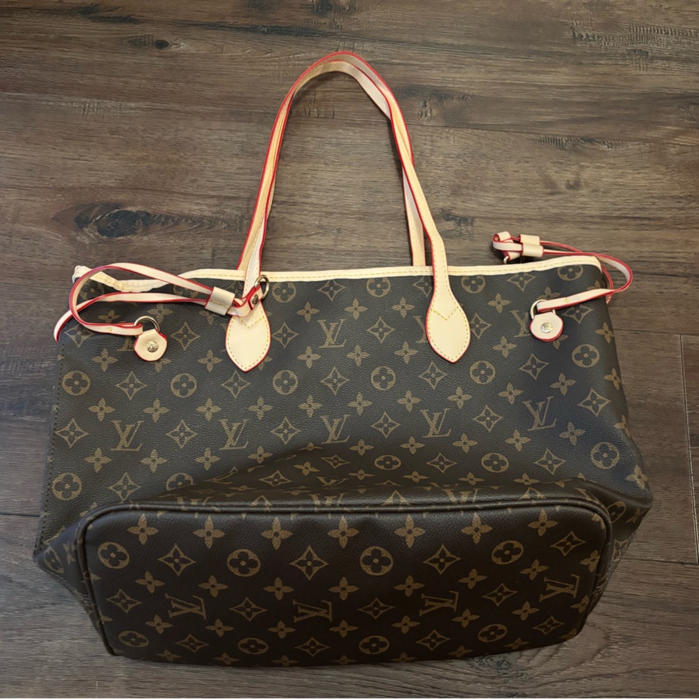 Brown Monogram Tote Bag - Classic Canvas Shoulder Bag